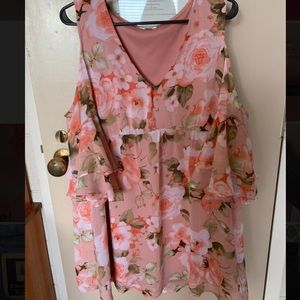 Pink Floral Off-the-shoulder dress